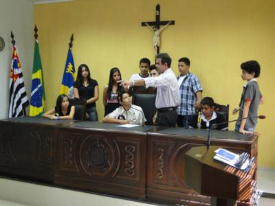 Presidente Genival Fonseca em primeiras explicações aos Vereadores Jovens. FOTO: Henrique Sugano Perama.