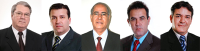 Elóis Sippel (PR), Dr. José Renato Martinez (PTB), Dr. Nedílson Gonçalves Santana (PR), Pres. Genival Fonseca (PDT) e Celinho (PT)